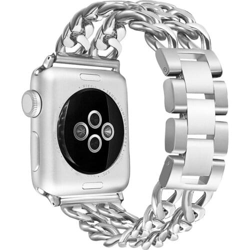 Stainless Steel Bracelet Band for Apple Watch Series 6 5 4 3 2 1 Wrist Strap 38/42/40/44mm Belt Fashion Cowboy Chains Watchband