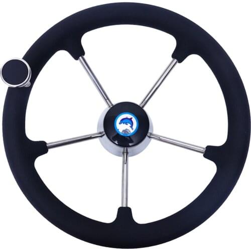 13-1/2'' Boat Steering Wheel Polished 5 Spoke Marine Stainless Steel