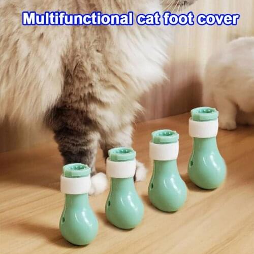 Anti-Scratch For Cat Silicone Shoes Boots Cat Paw Protector Cover Boots Pet Scratching Restraint Booties Suministros Para Gatos