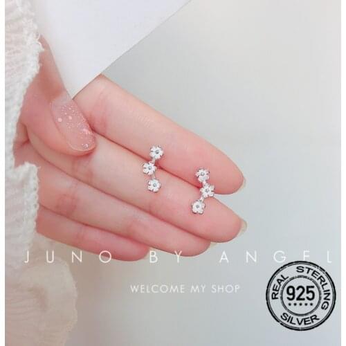 S925 Silver Needle Earrings For Women Flowers Creative Retro Korean Fashion Design Temperament Student Gifts Lady Jewelry INEFFA