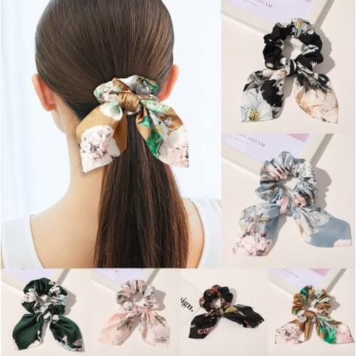 New Chiffon Bowknot Elastic Hair Bands For Women Girls Solid Color Scrunchies Headband Hair Ties Ponytail Holder Hair Accessorie