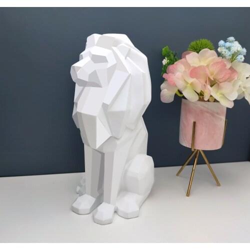 Lion Statues Nordic Home Decor Geometric Sculpture Ornaments Creative Resin Crafts Home Living Room Model Home Decorations