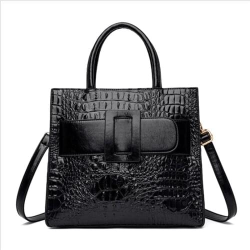 PU Crocodile Pattern Handbags 2021 New Retro Fashion Ladies Belt Decoration Bag Vintage Single-Shoulder Messenger Handbag