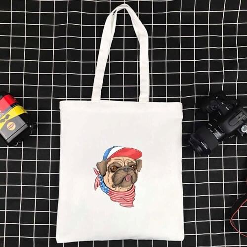 Womens Bag Reusable Shopping Bags Eco-friendly Handbag Foldable Shopper Handbags 2021 New Dog Series High Capacity Tote Bag