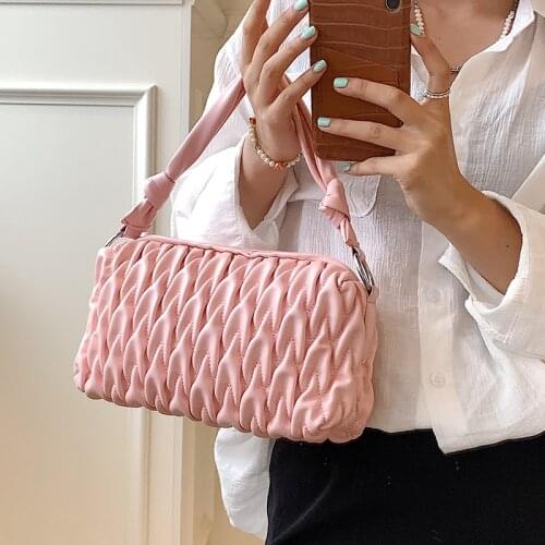 Shoulder Bags For Women New 2021 Designer Fashion Luxury Crossbody Handbag Bags Ladies Brand Ruched Lattice Satchels PU Leather