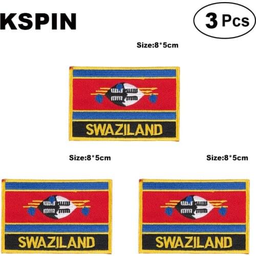 Swaziland Rectangular Shape Flag patches embroidered flag patches national flag patches for clothing DIY Decoration