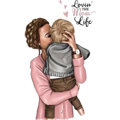 Super Mom Iron-on Transfers Patches for Clothing Vinyl Thermo Applique Diy Rugrats Heat Transfer Stickers Stripes on Clothes Set