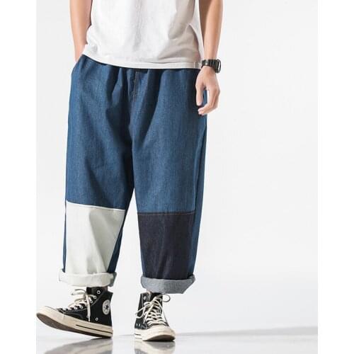 Streetwear mens jeans Japanese long Japanese casual jeans 2020 new mens jogging pants plus size 5XL