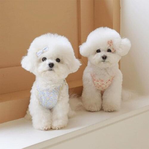 Spring And Summer Fashion Pet Floral Skirt Dog Tooth Edge Button Suspender Skirt Bichon Teddy Dog Dresses Cats Dresses Pet Skirt