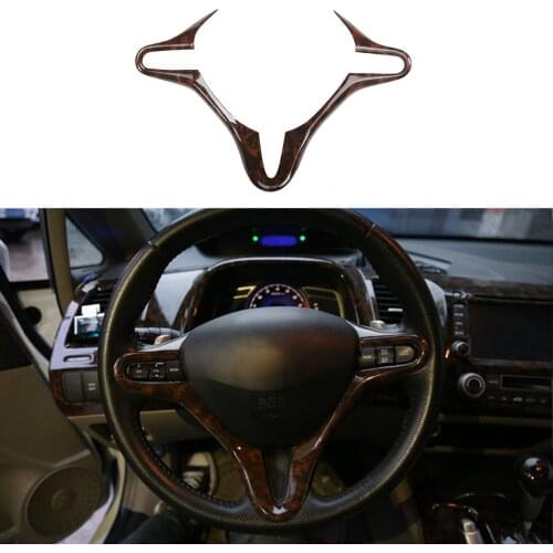 Wood grain inner Steering wheel strip cover trim FOR HONDA Civic 8th 2006-2011