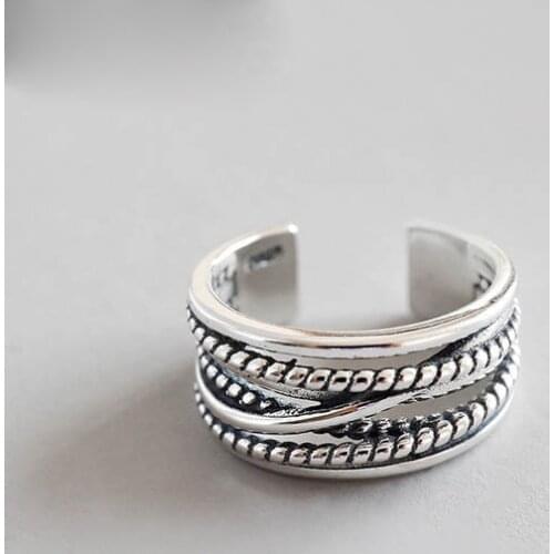 925 Sterling Silver Jewelry Vintage Rings for Women Wedding Party Finger Open Ring Anillos jz064