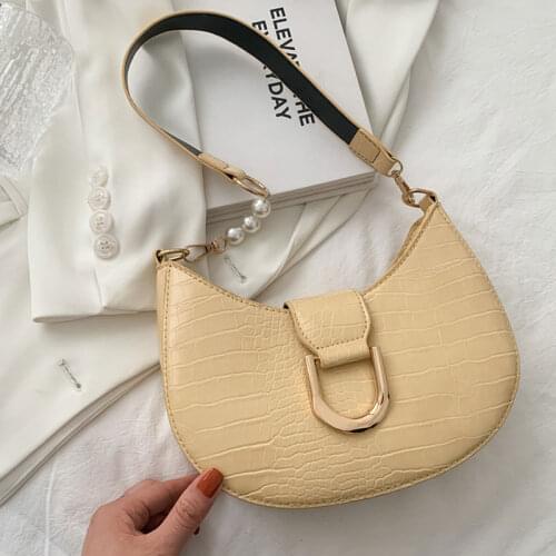 2021 Summer Pu Leather Shoulder Bag For Women Solid Color Trend Small Crossbody Bag Female Simple Crescent Handbags