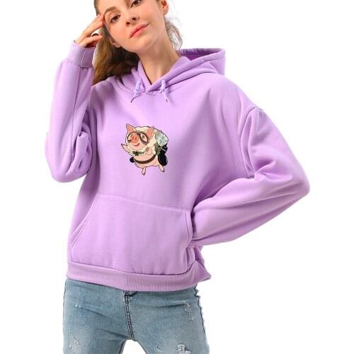 Gothic Harajuku Cartoon Hoodie Cute Pig Clothes for Teenage Women Long Sleeve Loose Fit Pullover Sweatshirt Hoodies Teenagers