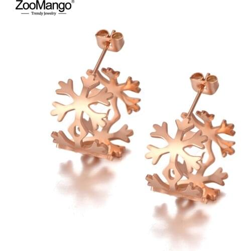 ZooMango Original Design Bohemia Snowflake Earrings Stainless Steel Trendy Semicircle Earrings Jewelry For Women Girls ZE20126