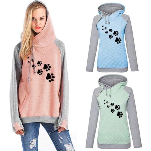 2021 Autumn Winter Hoodies For Women Logo Dog Paw Print Hoodies Sweatshirts Women Femmes Casual Cotton Cute Female Comfortable