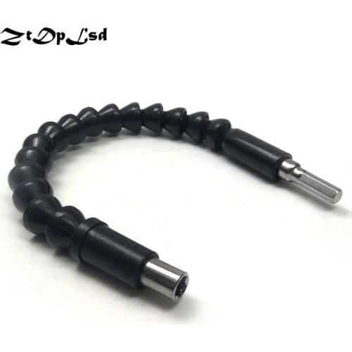 ZtDpLsd 1Pcs 1/4" 6.35mm 300mm Flexible Shaft Bits Electronics Drill Black Screwdriver Extension Bit Holder Connect Link