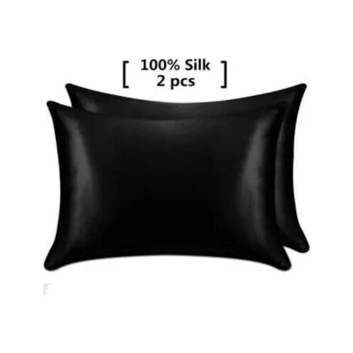 1 Pair 100% Mulberry Silk Pillowcase with Hidden Zipper Nature Pillow Case for Healthy Standard Queen King