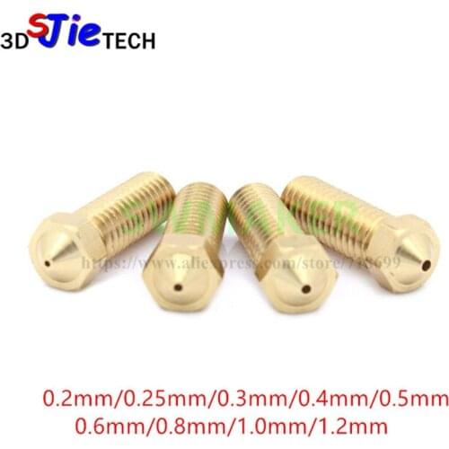 1pcs All-Metal Brass Stainless steel nozzle 1.75mm filament 0.25mm 0.4mm 0.8mm 1.0mm 1.2mm high flow big caliber Volcano nozzle