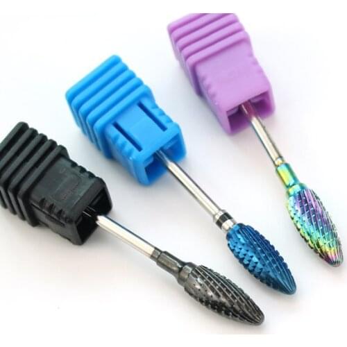 1pcs Rainbow Blue Black Carbide Milling Cutter for Manicure Remove Gel Acylics Nail Drill Bits Accessories Tools