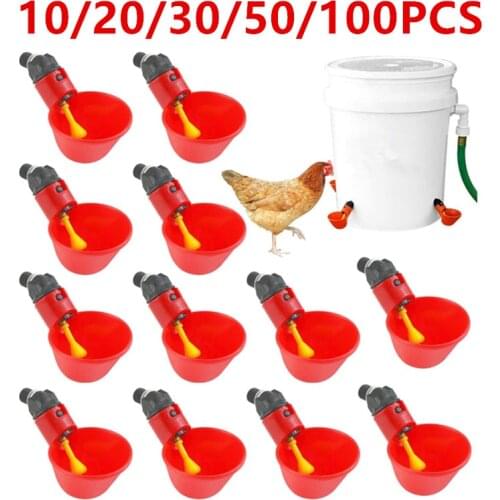 10/20/30PCS Automatic Chicken Drinker Quail Hanging Water Cups Nipple Drinking Bowl Feed Bird Coop Drinker for Backyard Poultry