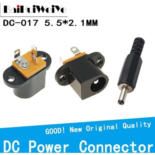 10PCS/Lot 5.5*2.1 MM DC Power Supply Plug Connector DC017 Female Metal Panel Mount Socket Jack DC Connector Terminal Adapter