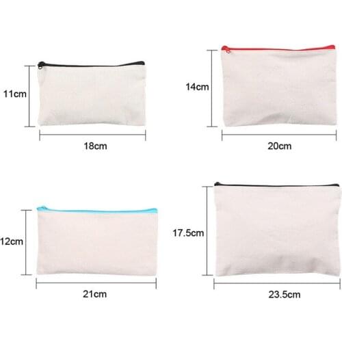 100pcs wholesale blank canvas zipper Pencil cases pen pouches cotton cosmetic Bags makeup bags Mobile phone clutch bag organizer
