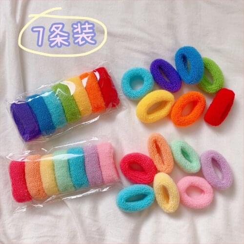 2021 young girls 7pcs Candy Towel Hair Tie women scrunchyhair bands gum