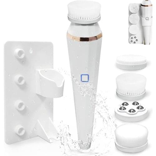 4 In 1 Facial Cleansing Brush 360° Rotating Face Cleaner Deep Pore Acne Blackhead Remover Tools Face Scrubber Skin Care Machine