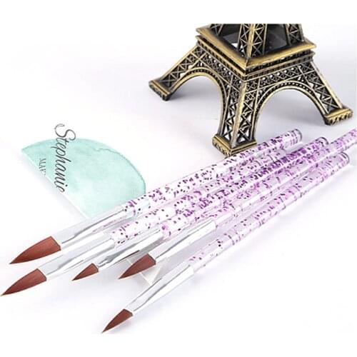 5Pcs/Set TRANSPARENT PENHOLDER Nylon Wool Hexgon Glitter Nail PROFESSIONAL ACRYLIC PEN Purple/ Blue NAIL ART PAINT DIY TOOL TB31