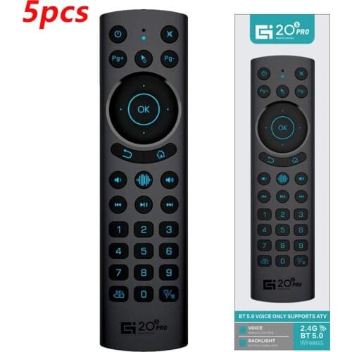 5PCS G20BTS Plus Voice Backlit Smart Air Mouse 2.4G Wireless Gyroscope IR Learning BT5.0 Remote Control For AM7 Android TV BOX