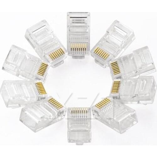 50pcs/100pcs/lot RJ45 RJ-45 Ethernet Cables Module Plug Network Connector for UTP Cat5 Cat5e Network Cable Crystal Heads 8P8C