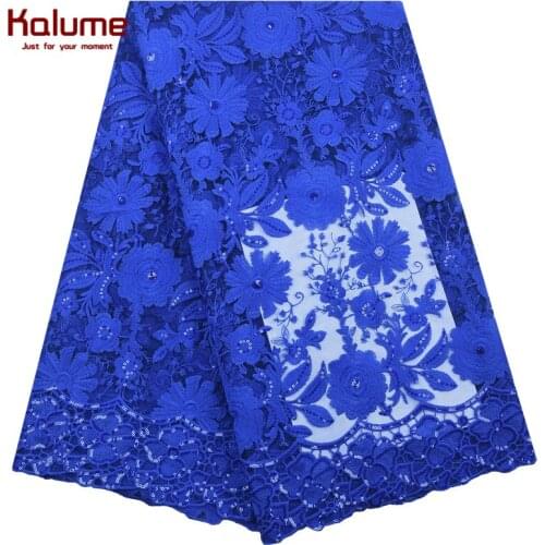 Kalume Sequins African Lace Fabric High Quality French Mesh Milk Silk Lace Fabric With Sequins For Party Nigerian Fabric F2153