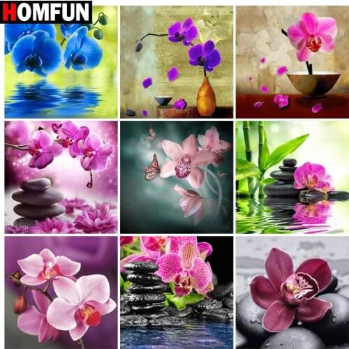 HOMFUN Diamond Embroidery DIY Diamond Painting Cross Stitch Kit "Flower lake scenery" 5D Needlework Diamond Home Decoration