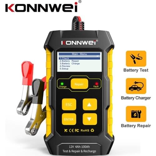 KONNWEI KW510 Full Automatic 12V Car Battery Tester Pulse Repair 5A Battery Chargers Wet Dry AGM Gel Lead Acid Car Repair Tool