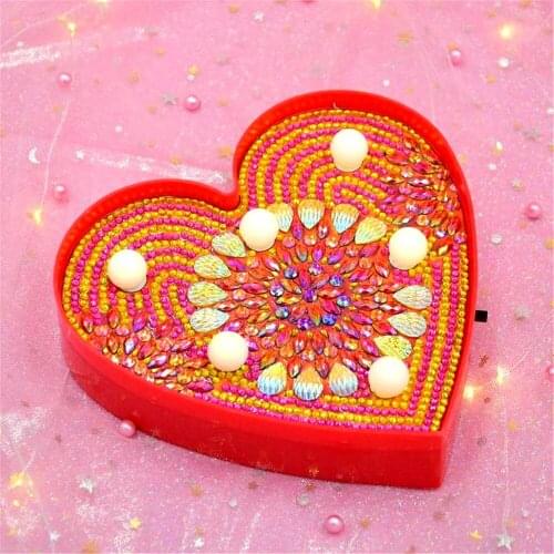 AZQSD 5D Diamond Painting Lamp LED Heart Shaped Light Art Handmade Gift Embroidery Kit Christmas