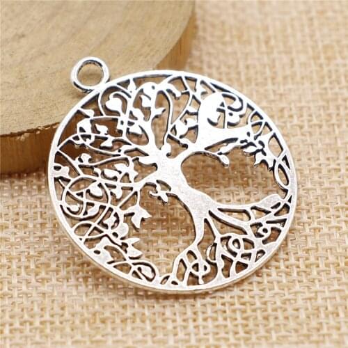 Free shipping 14pcs 40x35mm antique silver tree of Life charms diy retro jewelry fit Earring keychain hair card pendant