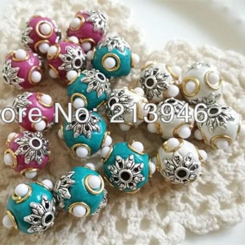12MM 30Pcs/Pack Handmade Ceramic & Alloy Beads Jewelry Findings Accessories