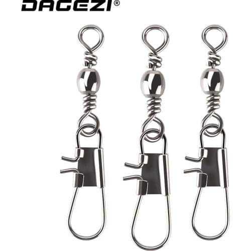 DAGEZI 50PCS/Lot 6#/8# 8 words ring fishing tackle box steel swivels interlock snap fishing accessories Connector copper swivel