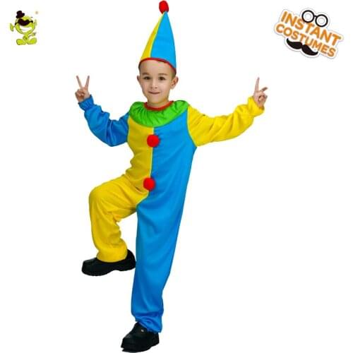 Hot Unisex Kids Smart Clown Costumes Funny Clown Role-play Jumpsuit for Carnival Party Amusement Park Show