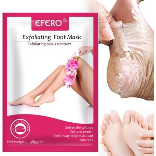 Efero 1pair Exfoliating Foot Mask Pedicure Socks Exfoliation For Feet Mask Remove Dead Skin Heels Foot Peeling Mask Tools