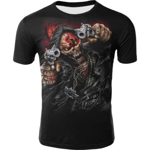 Graphic Skull Personalized Summer Casual T-Shirt For Men Hip Hop Punk Rock Oversized Tops Front/back Patterns Are Different