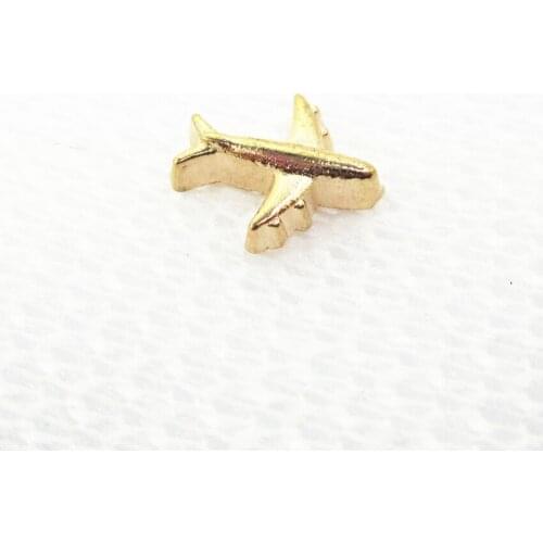 Hot Selling 50pcs Gold Plane Floating Charms Living Glass Memory Floating Lockets Pendants Charms DIY Jewelry Sport Charm
