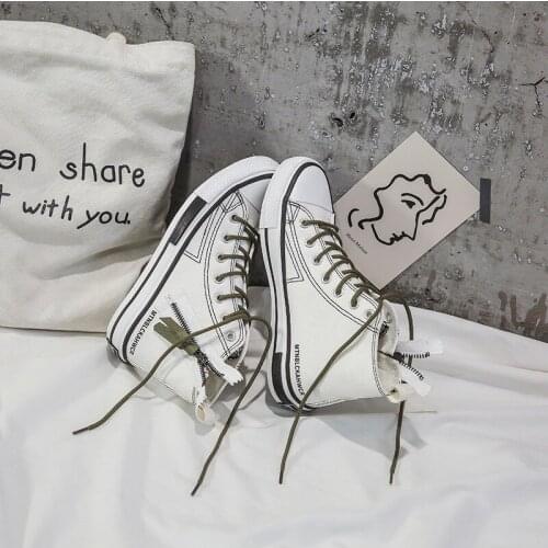 2021 fashion summer new high top canvas shoes women hip hop new zipper board shoes students versatile Harajuku casual shoes