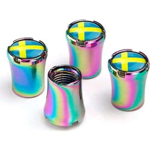 4pcs/Lot Sweden Flag Car Tire Valve Caps For Hyundai I30 Solaris Tucson IX35 Wheel Tires Air Dust Waterproof Screw Airtight Cap