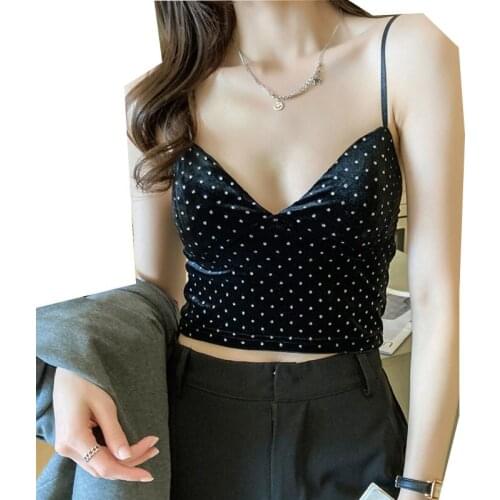 GGRIGHT Print Crop Top Women Camis Halter Top Women Camisole 2021 Summer Sexy Vest Top Sleeveless Slim Low Chest Black velve