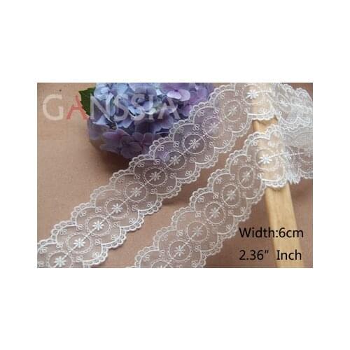 1YARD Width:6cm Quality Cotton Laces Trim Ivory White for DIY Clothing Decoration/Sewing Supplies/Gift Packaging(SS-2224)
