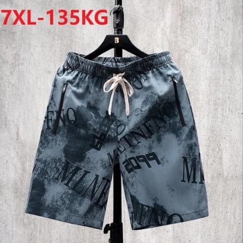 Summer men beach shorts Camouflage letter board shorts plus size 7XL loose home elasticity shorts blue