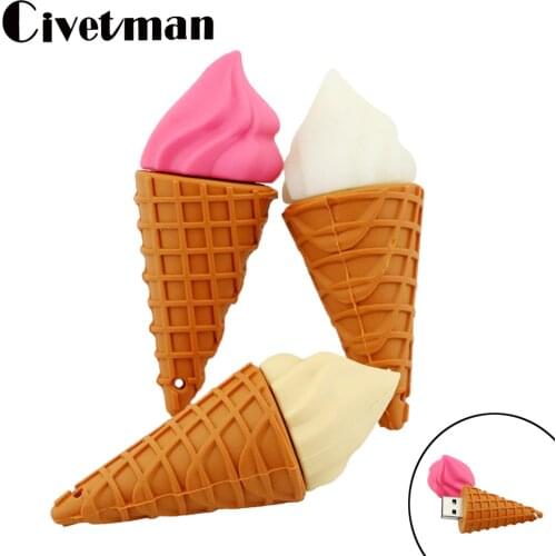Mini Pen Drive Cartoon 4GB 8GB 16GB 32GB 64GB 128GB Bulk Ice Cream Usb Flash Drive USB 2.0 Flash Memory Stick 256GB Pendrive