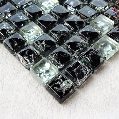 Ice crackle clear glass Mosaic Tile Kitchen Countertop backsplash tiles TV background wall fireplace decoration