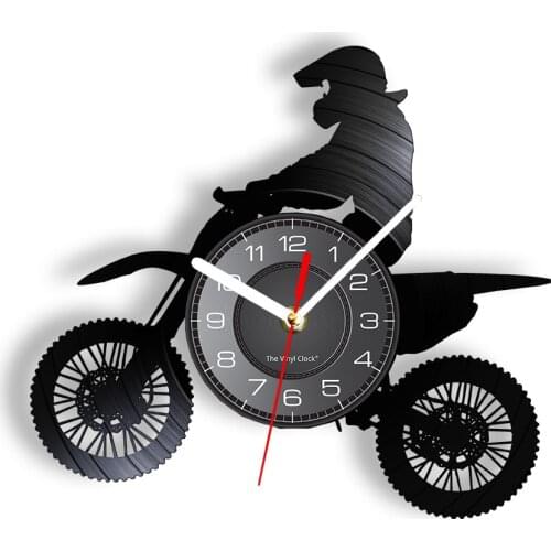 Mtx Mototrax Motocrosser Shadow Art Wall Clock Off Road Professional Motorcyclist Vinyl Record Vintage Bedroom Driving Decor